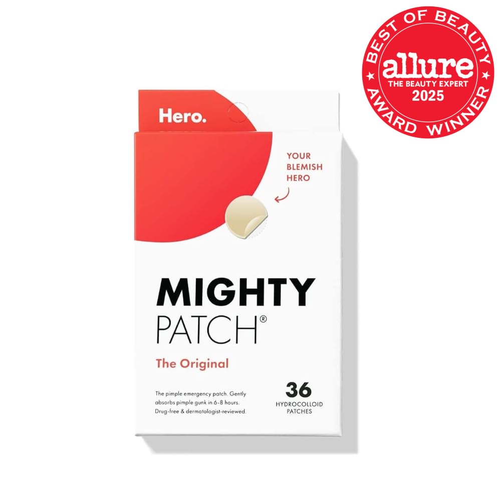 Mighty Patch Original from Hero Cosmetics - Hydrocolloid Acne Pimple Patch for Zits and Blemishes, Spot Treatment Stickers for Face and Skin, Vegan and Cruelty Free (36 Count)