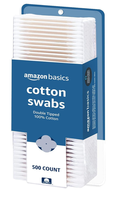 Basics Double-Tipped Cotton Swabs for Personal Hygiene and Baby Care, Cotton, Versatile, Baby Safe, 500 Count
