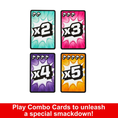 Mattel Games Rock ‘Em Sock ‘Em Robots Fight Cards Card Game, Team Party Game for Kids & Adults with 2 Boxing Gloves