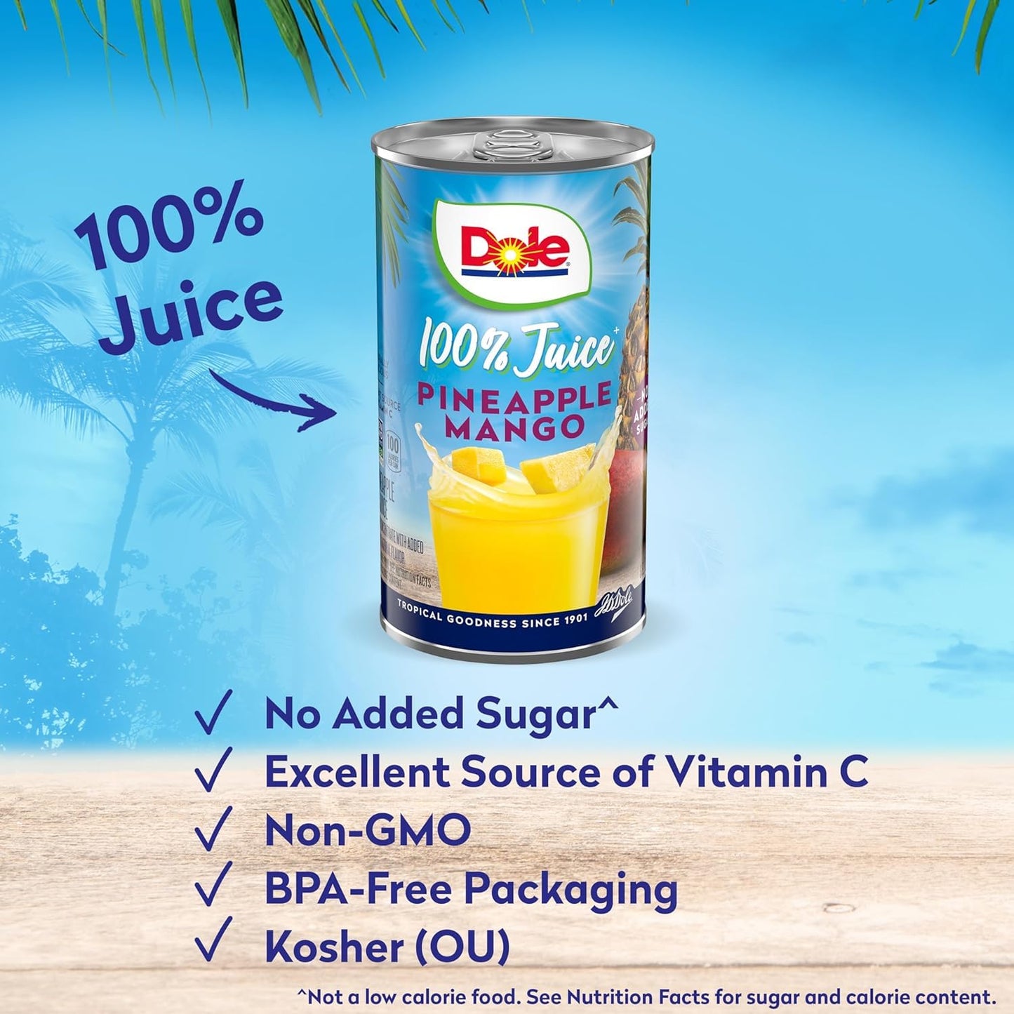 Dole 100% Pineapple Mango Juice 6 Fl Oz (Pack of 6), 48 Total Cans