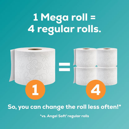 Angel Soft Toilet Paper, 18 Mega Rolls = 72 Regular Rolls, Soft and Strong Toilet Tissuee