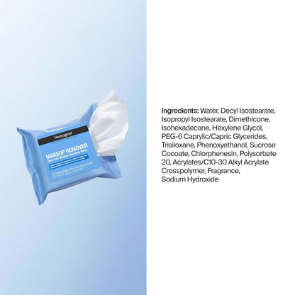Neutrogena Makeup Remover Micellar Wipes for Face Daily Gently Removes Oil Dirt and Waterproof Makeup in a Simple Fully Plant-Based Cloth, 2 pack of 25 ct