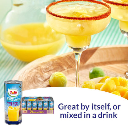 Dole 100% Pineapple Mango Juice, No Added Sugar, Excellent Source of Vitamin C, 100% Fruit Juice 8.0 Fl Oz (Pack of 24)