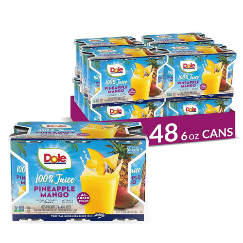 Dole 100% Pineapple Mango Juice 6 Fl Oz (Pack of 6), 48 Total Cans
