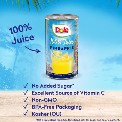 Dole Pineapple Juice Added Vitamin C, 6 Fl Oz (Pack of 6), 48 Total Cans