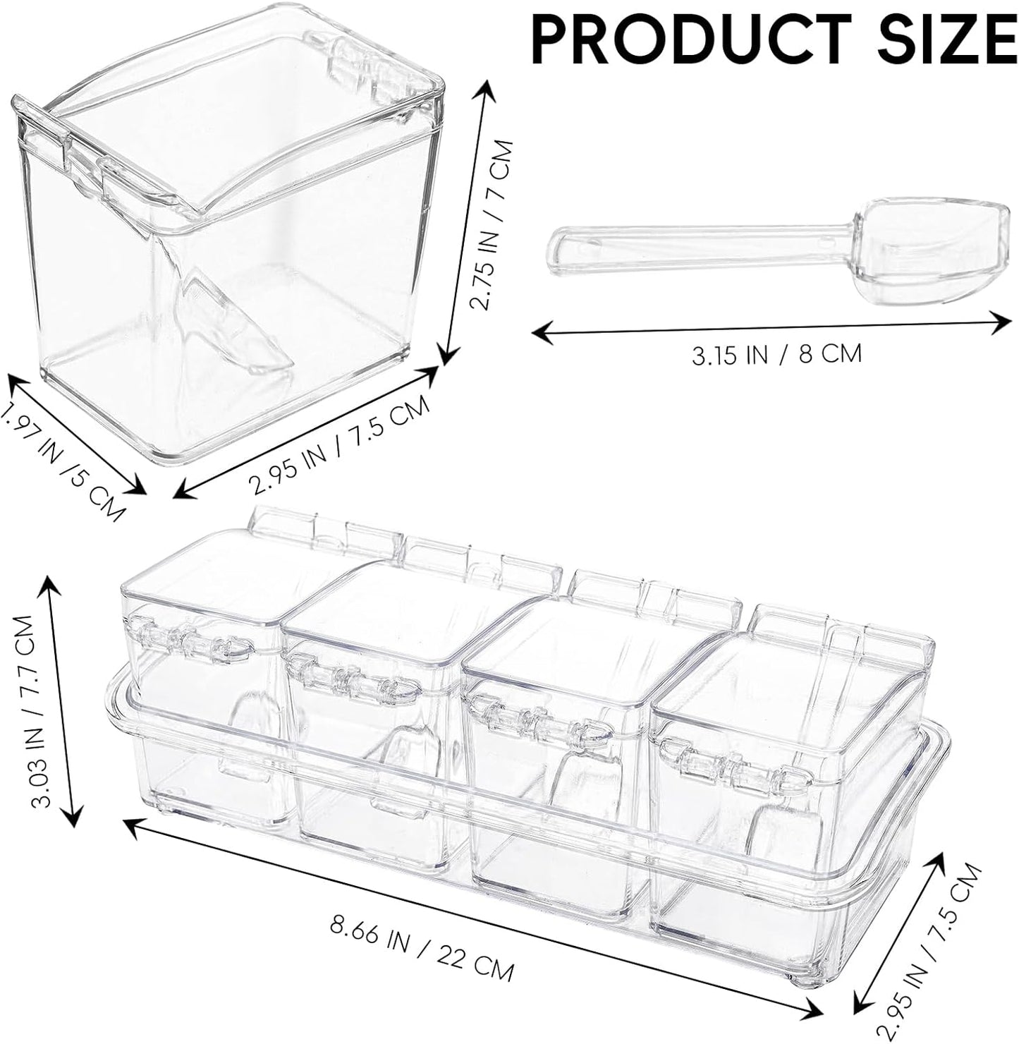 Clear Seasoning Box, 4 Pieces Seasoning