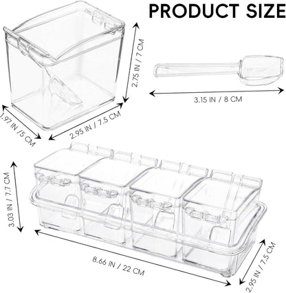 Clear Seasoning Box, 4 Pieces Seasoning
