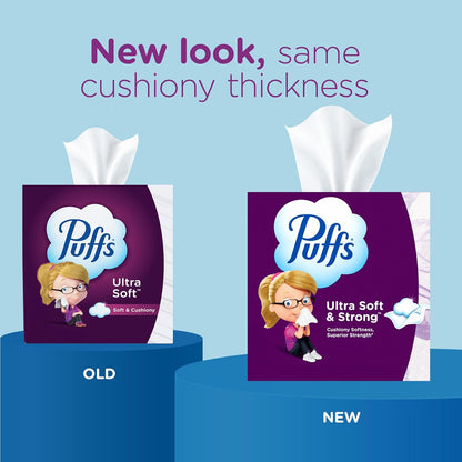 Puffs Facial Tissue Ultra Soft Non-Lotion, 10 Cube Boxes, 56 Facial Tissues per Box, Allergies and Colds (Packaging May Vary)