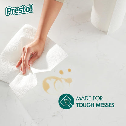 Presto! Ultra-Strong Premium Paper Towels, 158 Sheet Huge Roll - Flex-a-Size, 12 Rolls (2 Packs of 6), Equivalent to 38 Regular Rolls, White