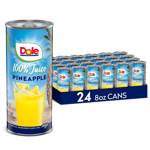 Dole 100% Pineapple Juice, No Added Sugar, Excellent Source of Vitamin C, 100% Fruit Juice 8.0 Fl Oz (Pack of 24)