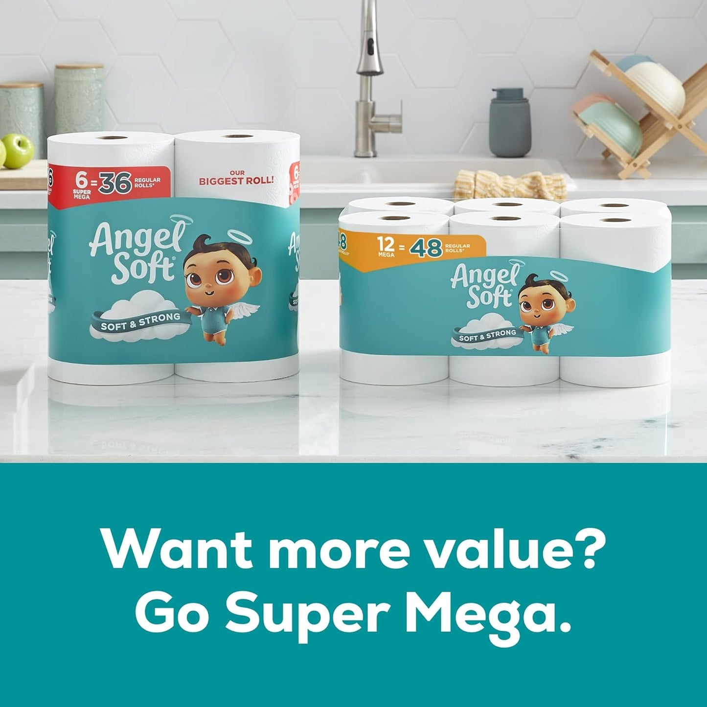 Angel Soft Toilet Paper, 18 Mega Rolls = 72 Regular Rolls, Soft and Strong Toilet Tissuee