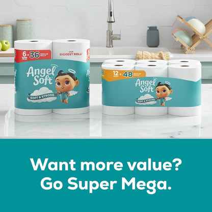 Angel Soft Toilet Paper, 18 Mega Rolls = 72 Regular Rolls, Soft and Strong Toilet Tissuee