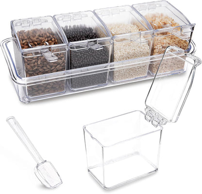 Clear Seasoning Box, 4 Pieces Seasoning