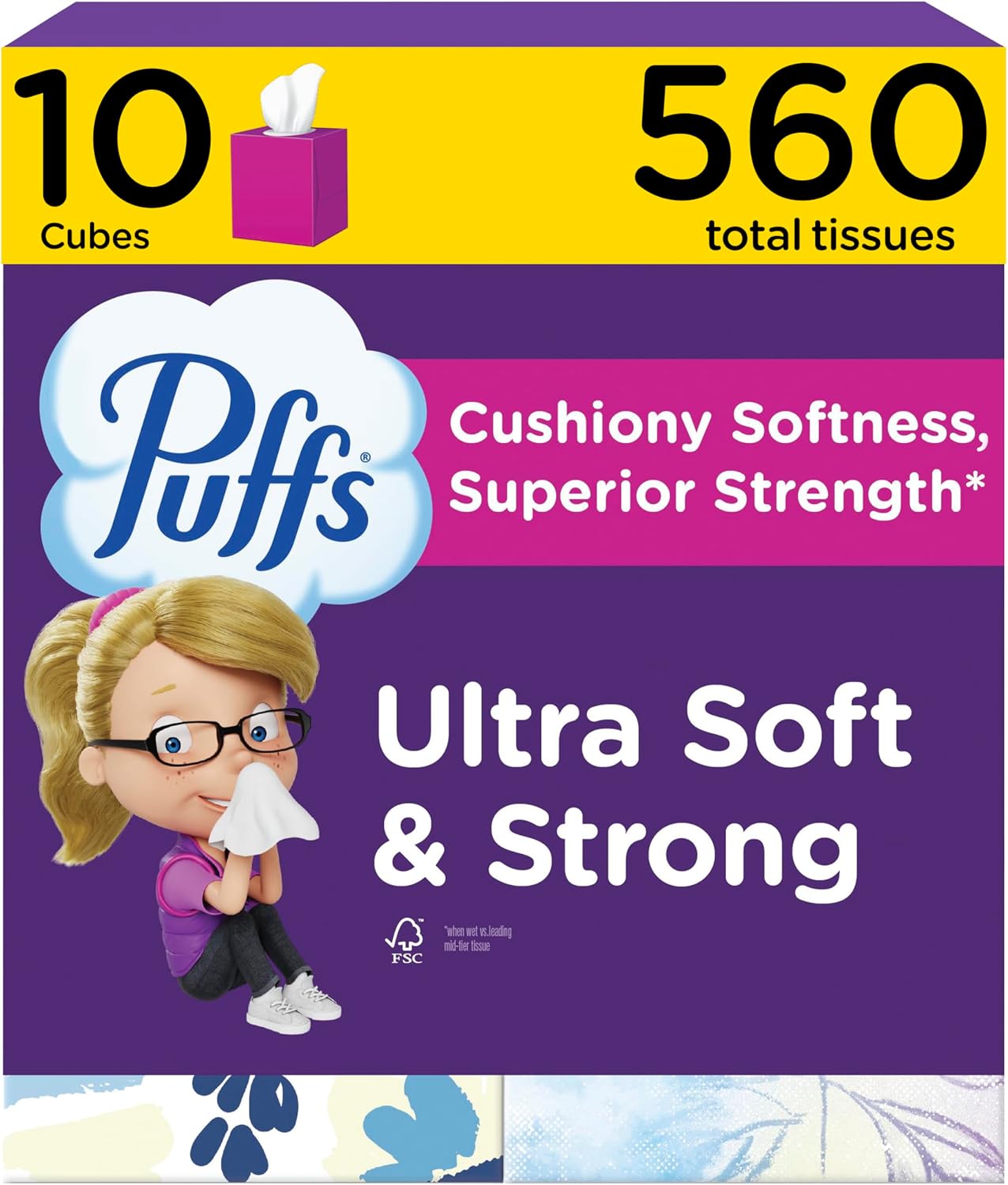 Puffs Facial Tissue Ultra Soft Non-Lotion, 10 Cube Boxes, 56 Facial Tissues per Box, Allergies and Colds (Packaging May Vary)