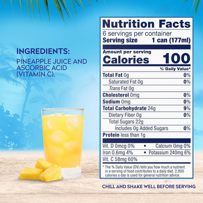 Dole Pineapple Juice Added Vitamin C, 6 Fl Oz (Pack of 6), 48 Total Cans