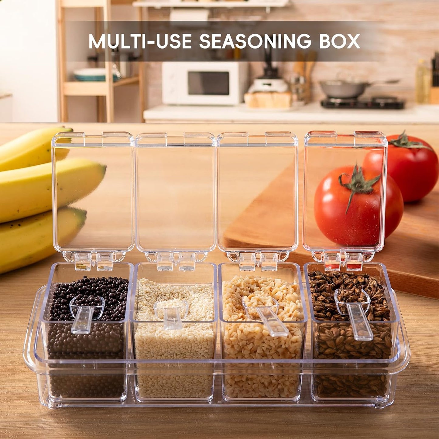 Clear Seasoning Box, 4 Pieces Seasoning