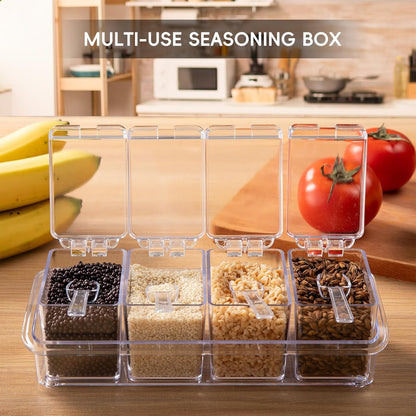 Clear Seasoning Box, 4 Pieces Seasoning