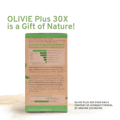 Organic High Polyphenol Extra Virgin Olive Oil, 30x More Hydroxytyrosol, Polyphenols 1250 mg/kg & Antioxidants, Research-Backed, OLIVIE PLUS 30X, Pure Cold Pressed EVOO, Heart Support, Kosher, 250ml