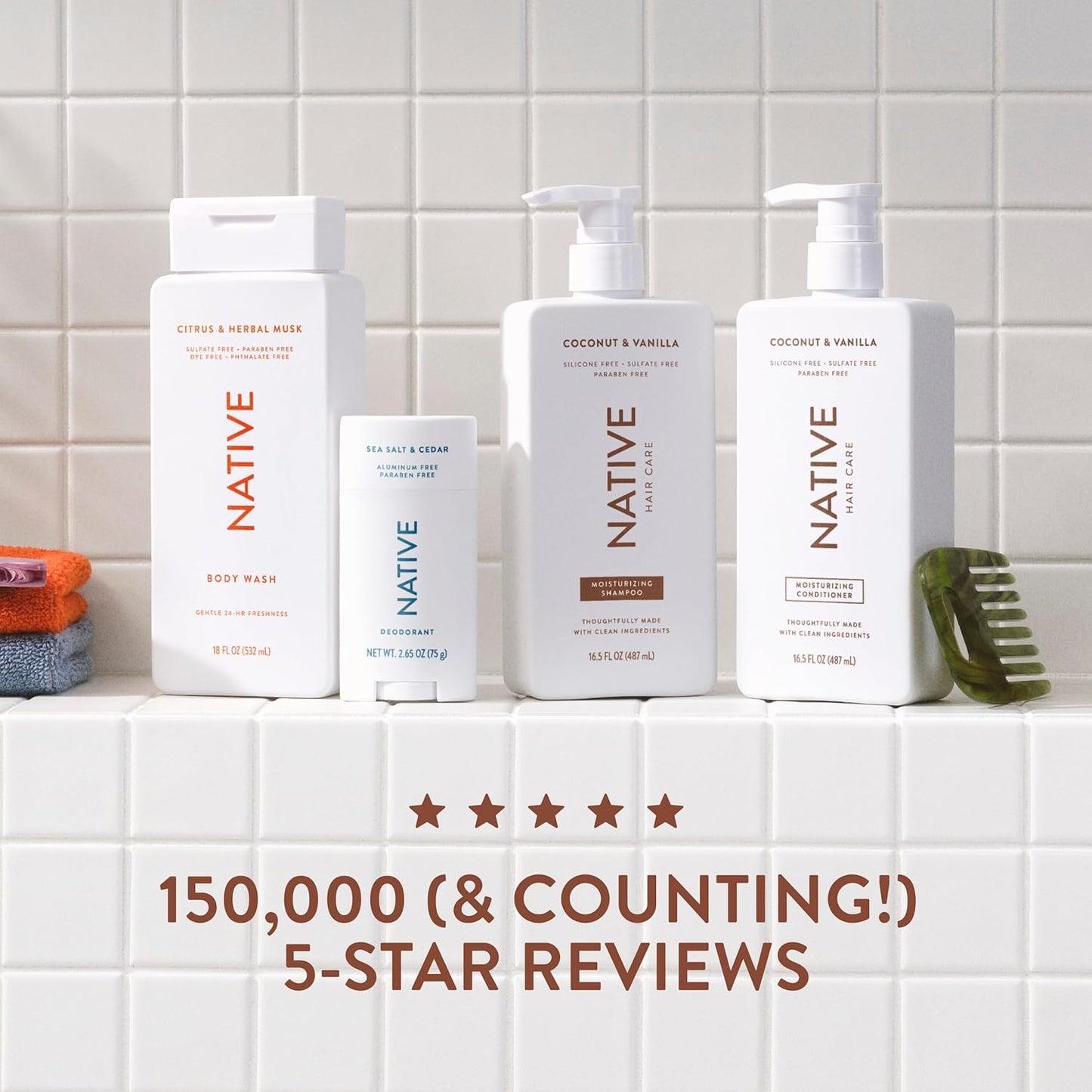 Native Coconut & Vanilla Shampoo and Conditioner Contain Naturally Derived  2-Pack