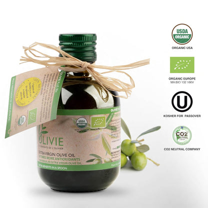 Organic High Polyphenol Extra Virgin Olive Oil, 30x More Hydroxytyrosol, Polyphenols 1250 mg/kg & Antioxidants, Research-Backed, OLIVIE PLUS 30X, Pure Cold Pressed EVOO, Heart Support, Kosher, 250ml