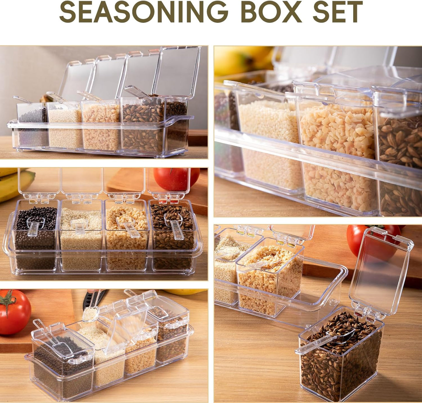 Clear Seasoning Box, 4 Pieces Seasoning