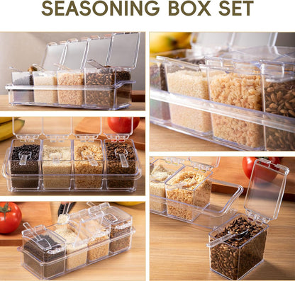 Clear Seasoning Box, 4 Pieces Seasoning