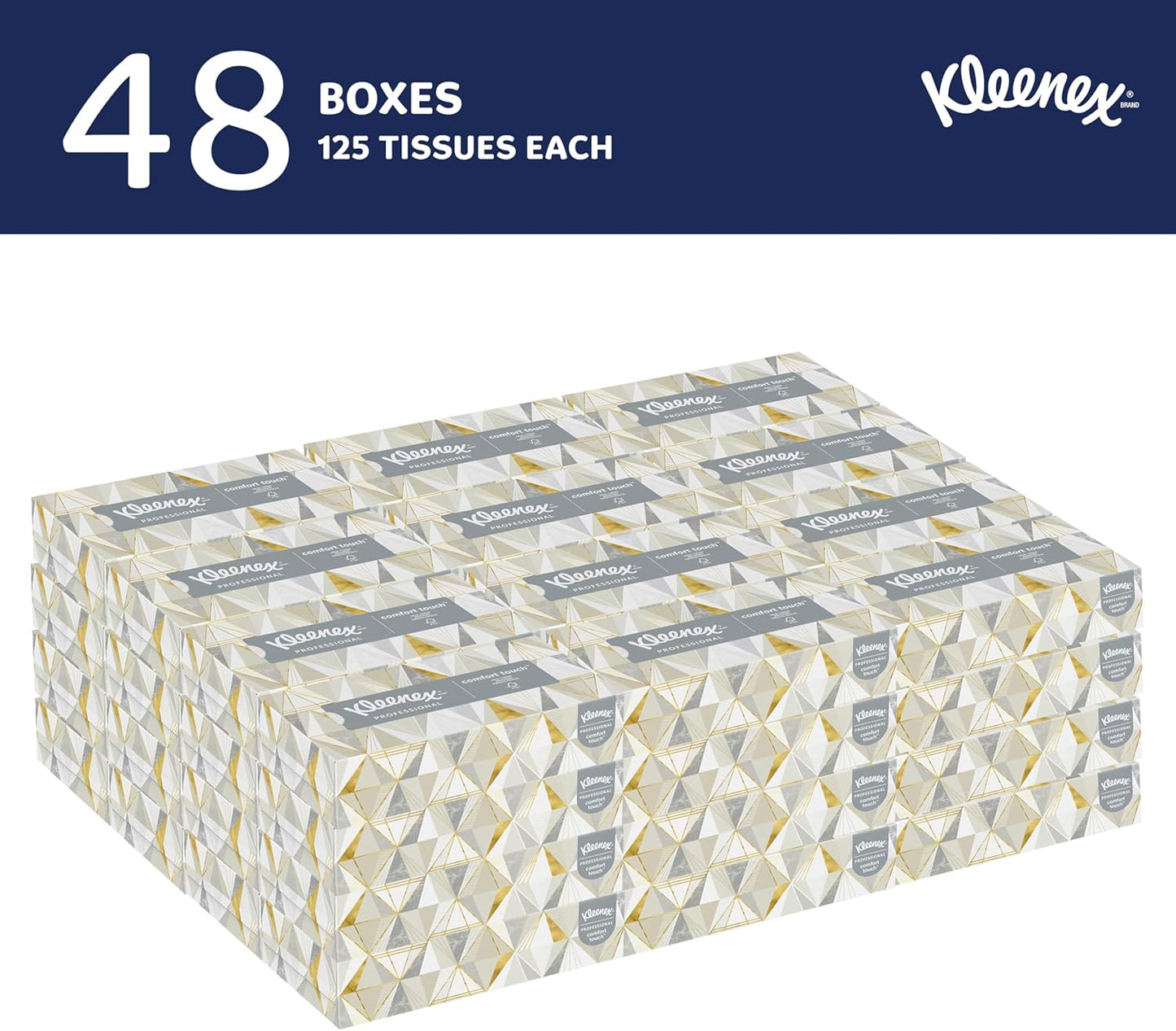 Kleenex® Professional Facial Tissue, Bulk (21606), 2-Ply, White, Flat Facial Tissue Boxes for Business (125 Tissues/Box, 48 Boxes/Case, 6,000 Tissues/Case)